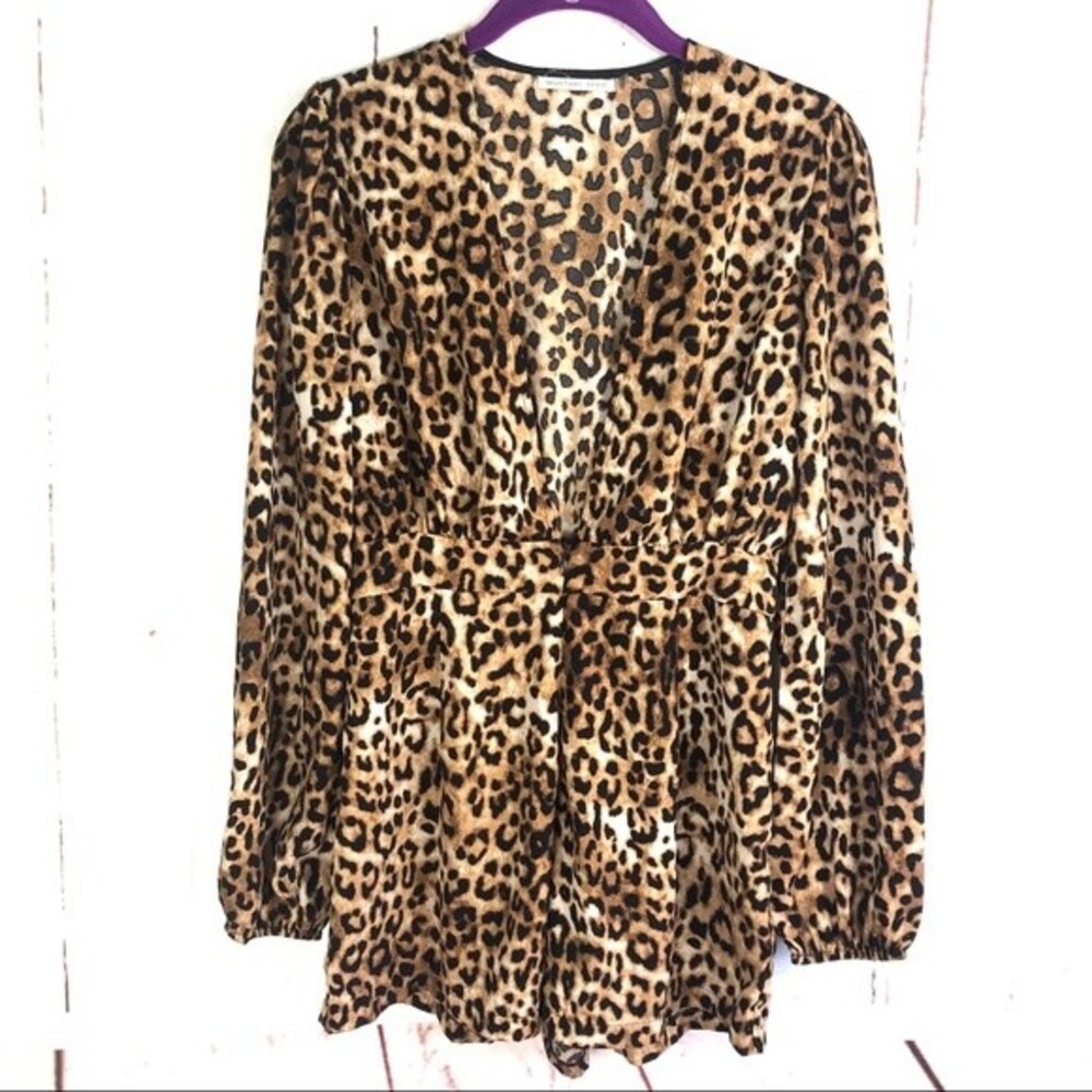 Mustard Seed Animal Deep V Long Sleeve Romper